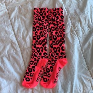 PINK cheetah print socks